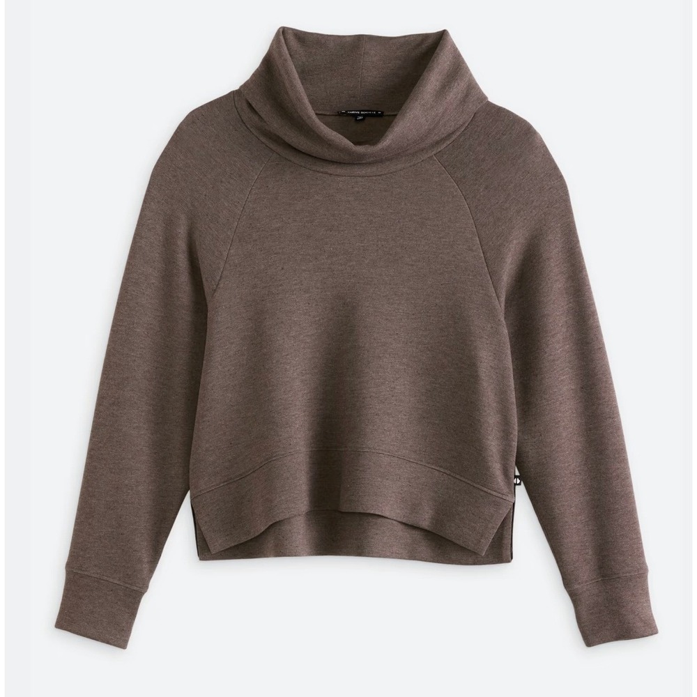 Thrive Societe Cowl Neck Speckle Pullover Brown XL Raglan Sweatshirt‎ NWT